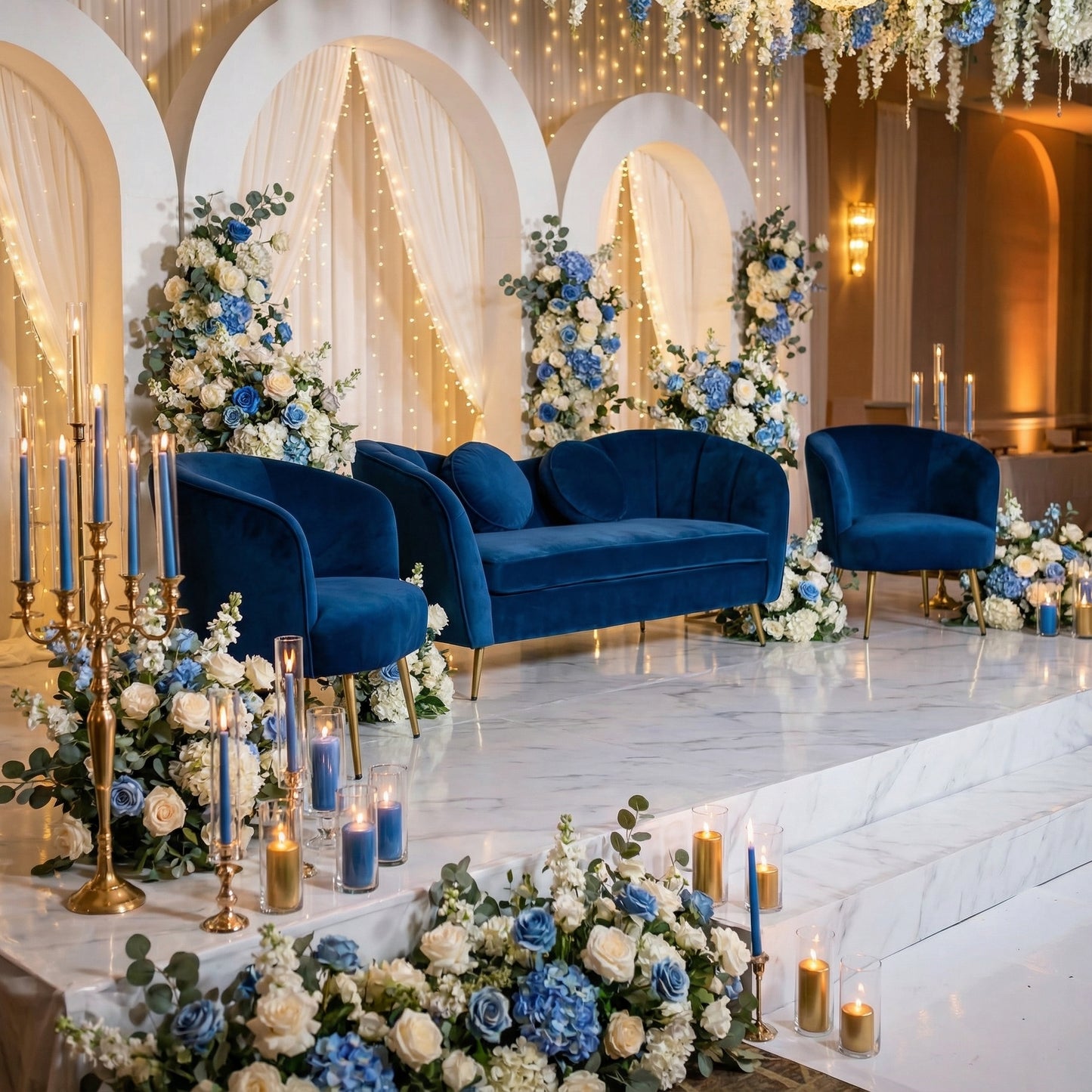 Royal Navy Modern Contemporary Sofa Set 3 Seater And 2 Single Seat Side Chairs