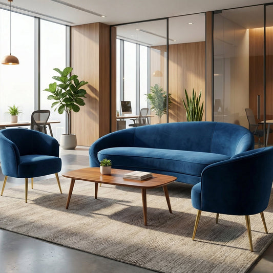 Royal Navy Contemporary Sofa Set 3 Seater And 2 Single Seat Side Chairs